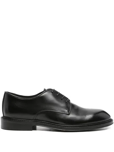Corneliani Leather Derby Shoes In Black