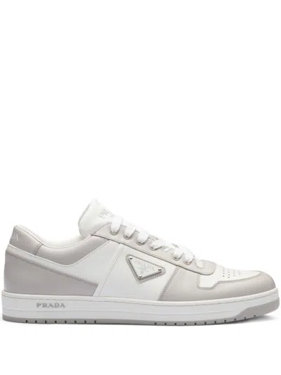 Prada Two-tone Leather Downtown Sneakers In Neutral