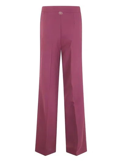 Twinset Burgundy Pants With Straight Hem In Pink
