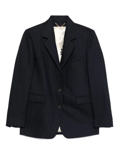 Golden Goose Women Single-breasted Pinstriped Jacket In Blue