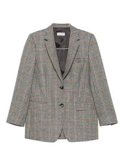 Alberto Biani Checked Button Jacket In Gray