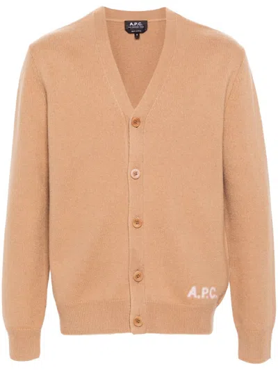 Apc A.p.c. Sweater Camel Brown Virgin Wool In White