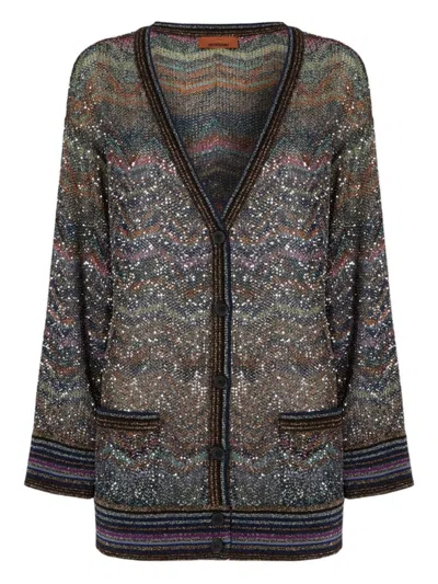 Missoni Oversized V-neck Cardigan With Zigzag Pattern In Multi