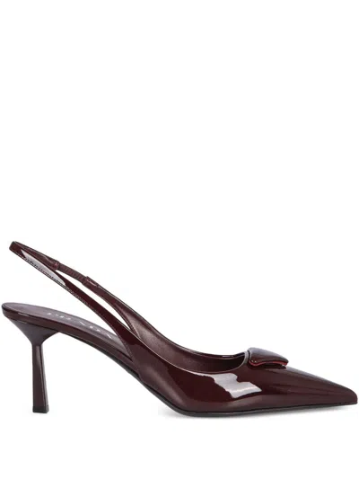 Prada Pointed Toe Stiletto Heel Pumps In Burgundy