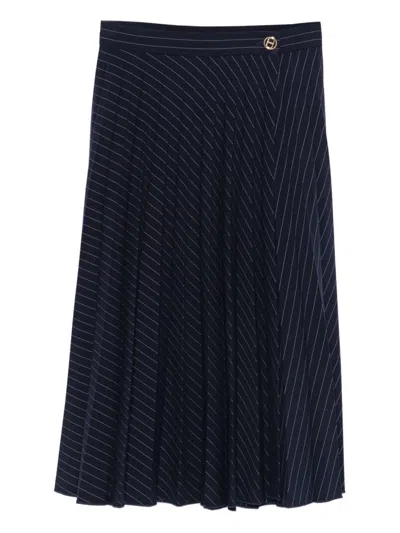 Twinset Kids Pleated Pinstripe Skirt In Blue
