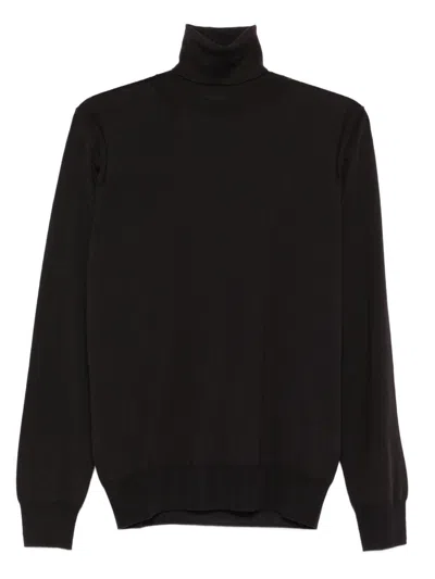 Paolo Pecora Wool Turtleneck Sweater In Brown