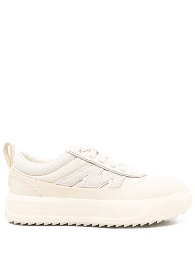 Moncler Casual Low Top Sneakers With Pull Tab In White
