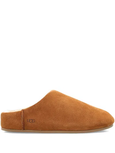 Ugg Slip-on Sandals With Smooth Suede Exterior In Brown