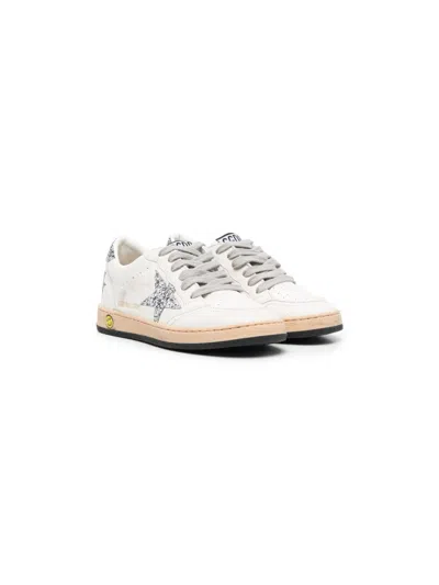 Golden Goose Kids Sneakers With Application In White