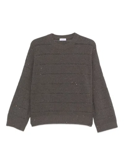 Brunello Cucinelli Sweater With Sequins In Gray