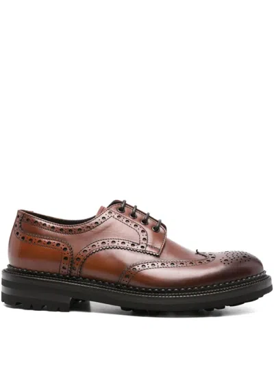 Cenere Calzature Cenere Gb Leather Brogue Lace-up Shoes In Brown
