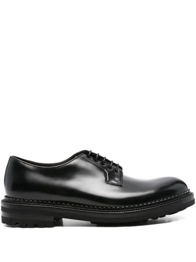 Cenere Calzature Cenere Gb Patent Leather Derby Lace-up Shoes In Black