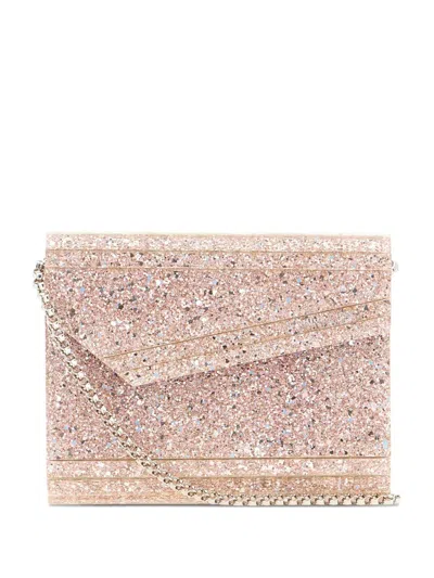 Jimmy Choo Candy Clutch Bag In Fabric With Glitter In Pink