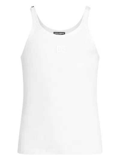 Dolce & Gabbana Dg White Cotton Tank Top