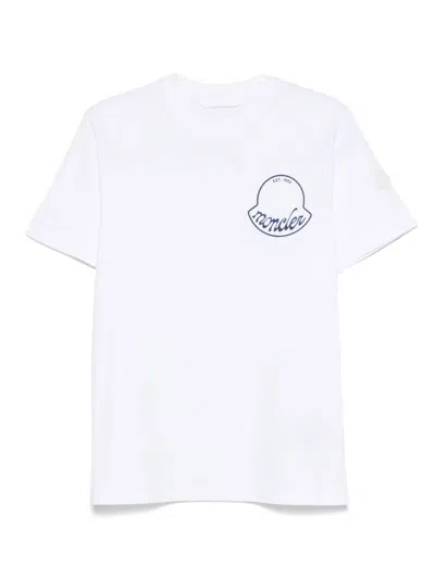 Moncler Printed T-shirt In Cotton In White