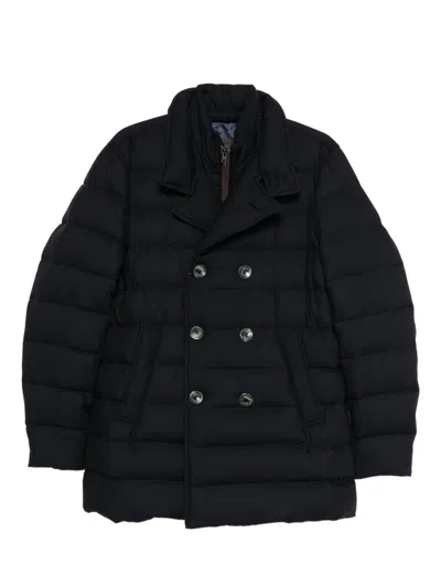 Herno Double-breasted Puffer Jacket With Quilted Texture In Black