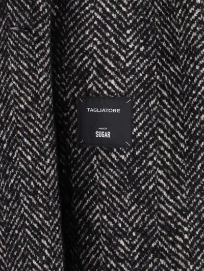 Tagliatore Tailored Black Jacket With Classic Collar And Sophisticated Silhouette In Gray