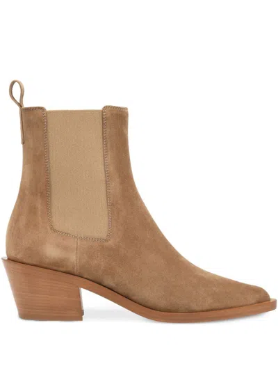 Gianvito Rossi Suede Leather Ankle Boots In Brown