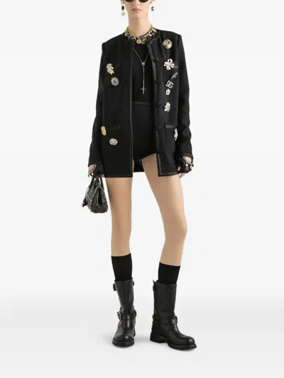 Dolce & Gabbana Embellished Button-front Jacket In Black