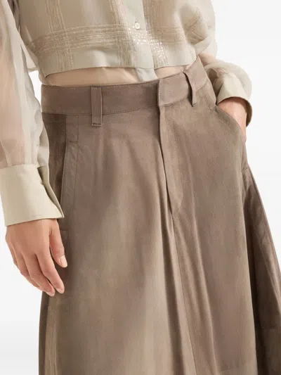 Brunello Cucinelli Suede Circle Skirt In Brown