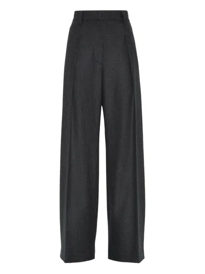 Brunello Cucinelli Virgin Wool Prince Of Wales Relaxed Tailored Trousers In Gray