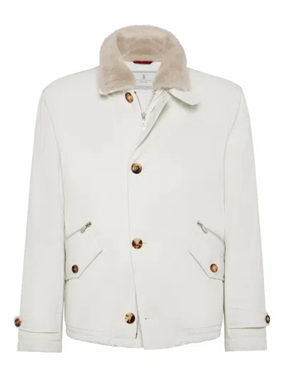 Brunello Cucinelli Shearling-lined Jacket In Neutral
