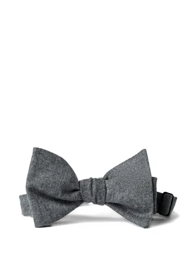 Brunello Cucinelli Flannel-texture Bow Tie In Gray