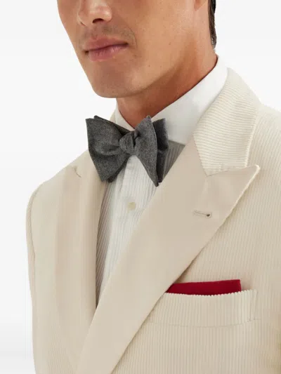 Brunello Cucinelli Flannel-texture Bow Tie In Gray