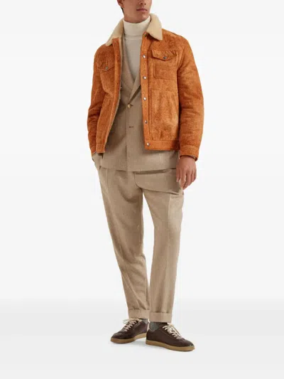 Brunello Cucinelli Double-breasted Houndstooth Blazer In Neutral