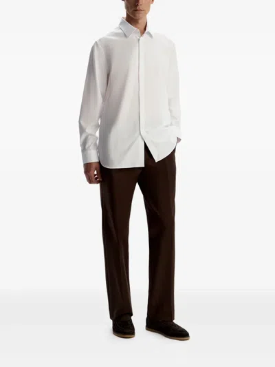 12 Storeez Button Wrinkle-resistant Cotton Shirt In White