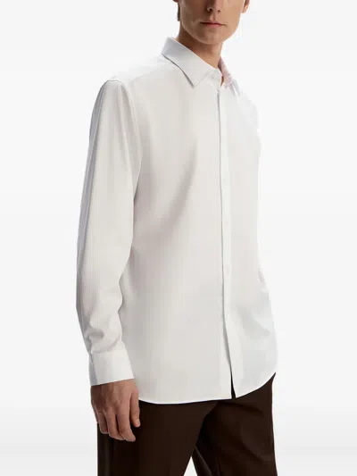 12 Storeez Button Wrinkle-resistant Cotton Shirt In White