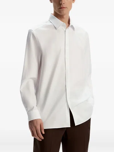 12 Storeez Button Wrinkle-resistant Cotton Shirt In White