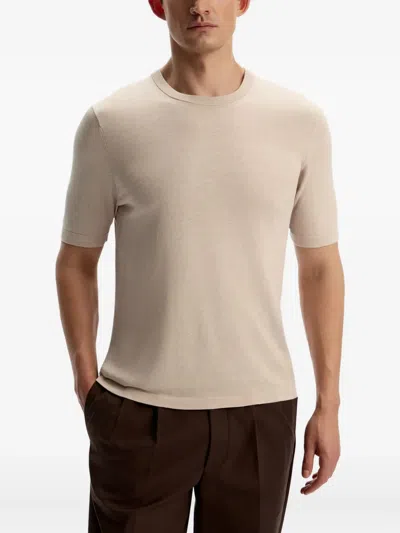 12 Storeez Silk-cotton T-shirt In Brown