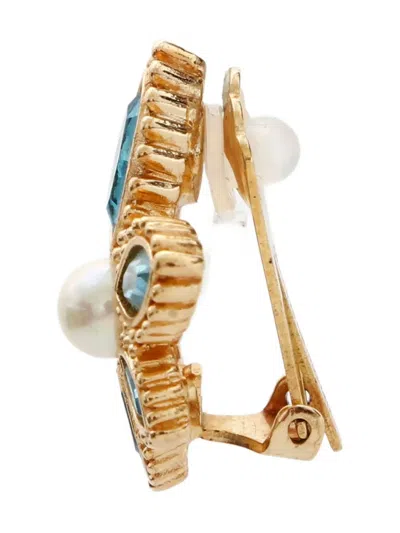 Pre-owned Dior 1980-2000s Flower Clip-on Earrings In Gold