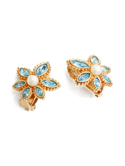 Pre-owned Dior 1980-2000s Flower Clip-on Earrings In Gold