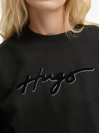 Hugo Boss Logo-embellished Crew-neck Sweatshirt In Black