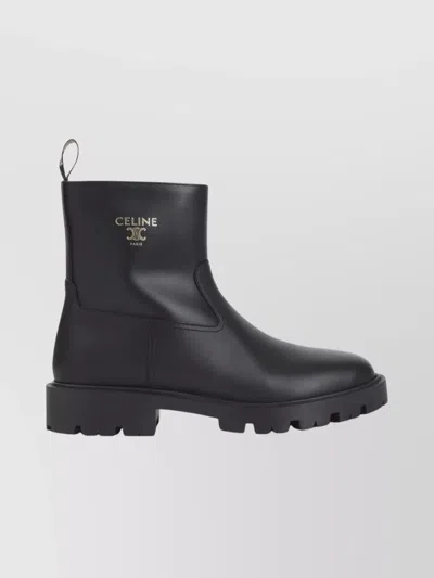 Celine Chunky Sole Round Toe Zipped Boot In Black