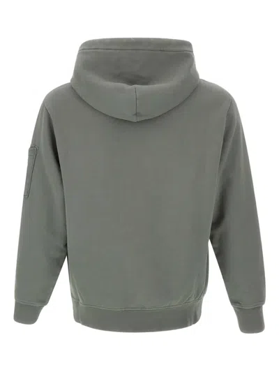 C.p. Company Lens-detail Cotton Hoodie In Green