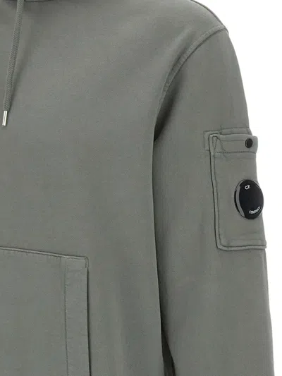 C.p. Company Lens-detail Cotton Hoodie In Green