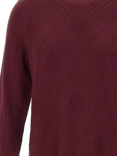 Diktat Diamond-pattern Crew-neck Sweater In Red