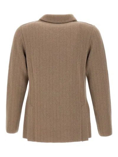 Lardini Ribbed Double-breasted Blazer In Brown