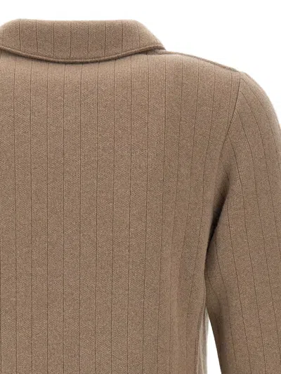 Lardini Ribbed Double-breasted Blazer In Brown