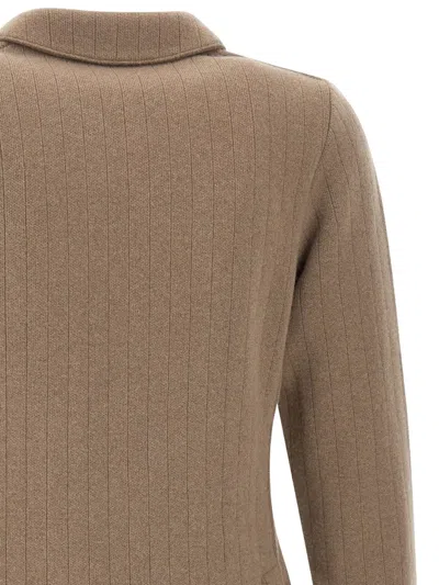 Lardini Ribbed Double-breasted Blazer In Brown