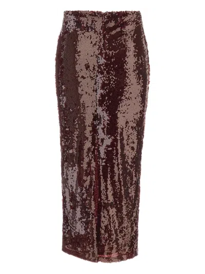 Twenty Four Haitch Bahar Sequin-embroidered Skirt In Brown
