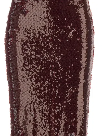 Twenty Four Haitch Bahar Sequin-embroidered Skirt In Brown
