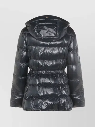 Herno Hooded Long Sleeve Quilted Down Jacket In Blue