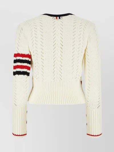 Thom Browne Textured Knit Cardigan Featuring Contrast Trim In Multi