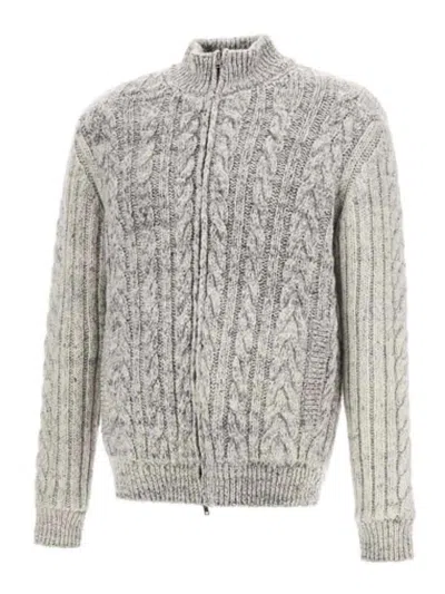 Herno Cable-knit Wool Jacket In Gray
