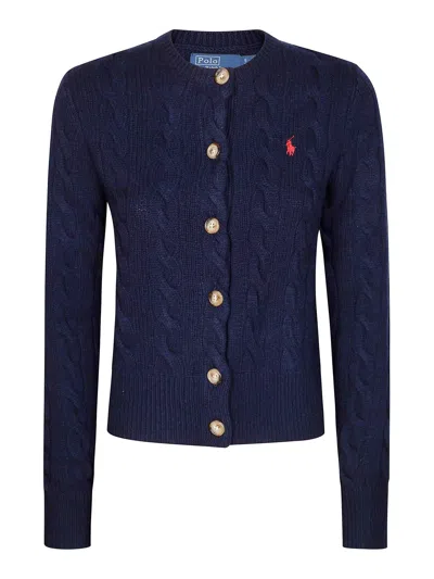Polo Ralph Lauren Cable Knit Slim Fit Cardigan In Blue