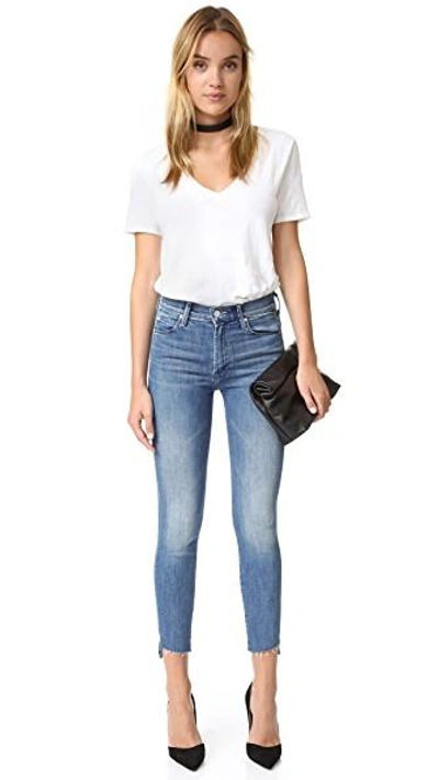 Shop Mother The Stunner Zip Ankle Step Fray Jeans In Good Girls Do